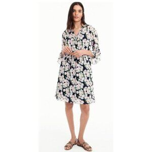 J.Crew Mercantile Pink/Blue Floral Long Flounce Sleeve Dress XXS